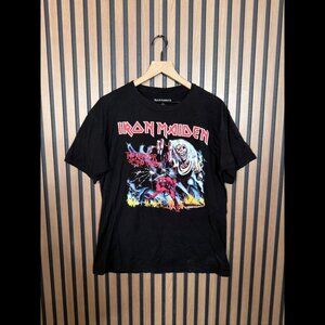 Iron Maiden T Shirt Large Mens Black Graphic Short Sleeve Band Tee Reprint
